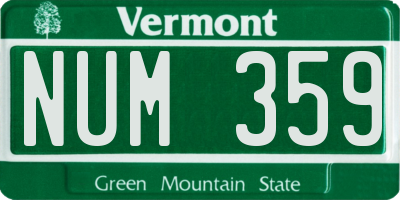 VT license plate NUM359
