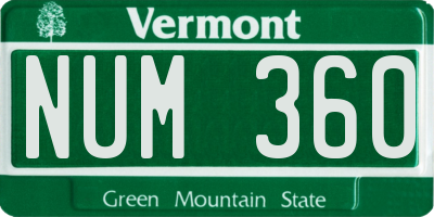 VT license plate NUM360