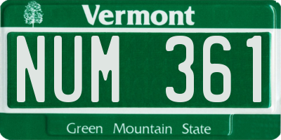 VT license plate NUM361