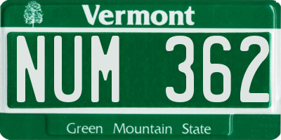 VT license plate NUM362