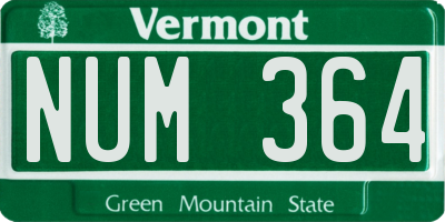 VT license plate NUM364