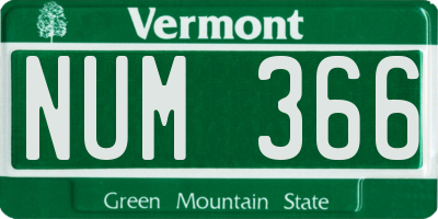 VT license plate NUM366