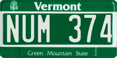VT license plate NUM374