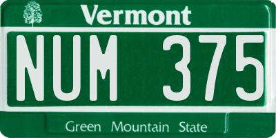 VT license plate NUM375
