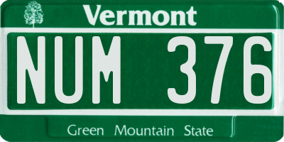 VT license plate NUM376