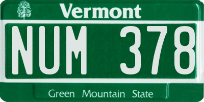 VT license plate NUM378