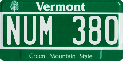 VT license plate NUM380