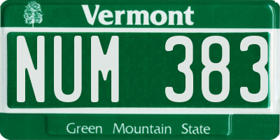VT license plate NUM383