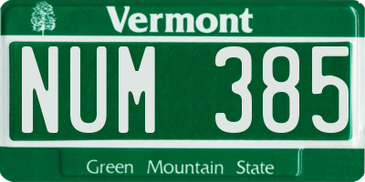 VT license plate NUM385