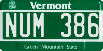 VT license plate NUM386