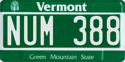 VT license plate NUM388