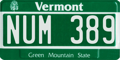 VT license plate NUM389