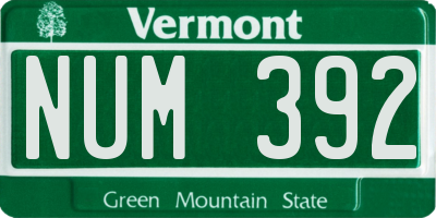 VT license plate NUM392