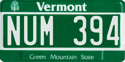 VT license plate NUM394
