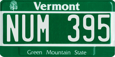 VT license plate NUM395