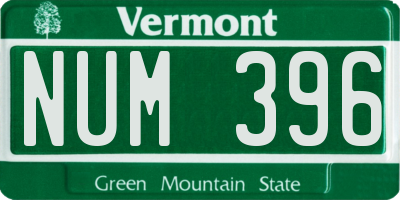 VT license plate NUM396
