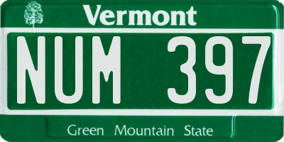 VT license plate NUM397