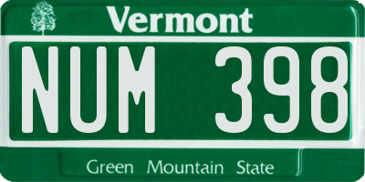 VT license plate NUM398