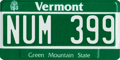 VT license plate NUM399
