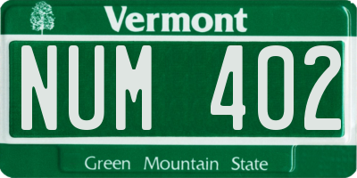 VT license plate NUM402