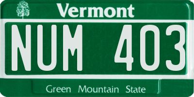 VT license plate NUM403