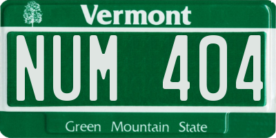 VT license plate NUM404
