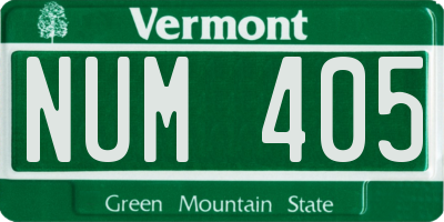 VT license plate NUM405