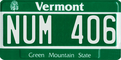 VT license plate NUM406
