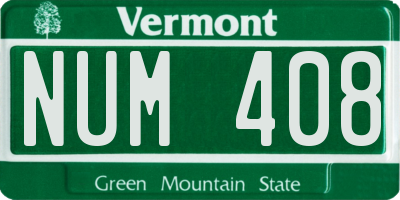 VT license plate NUM408