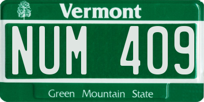 VT license plate NUM409
