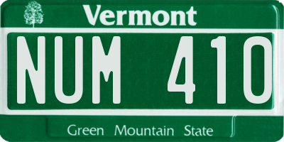 VT license plate NUM410