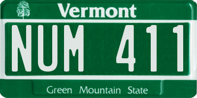 VT license plate NUM411
