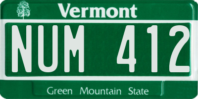 VT license plate NUM412