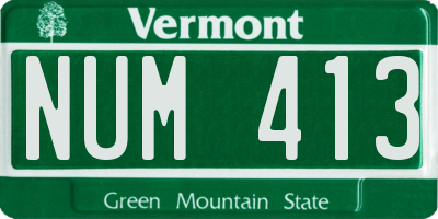 VT license plate NUM413