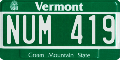 VT license plate NUM419