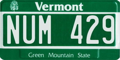 VT license plate NUM429
