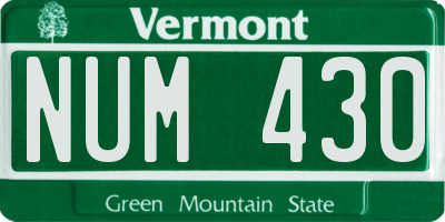 VT license plate NUM430
