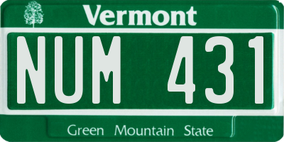 VT license plate NUM431