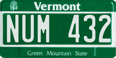 VT license plate NUM432