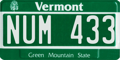 VT license plate NUM433