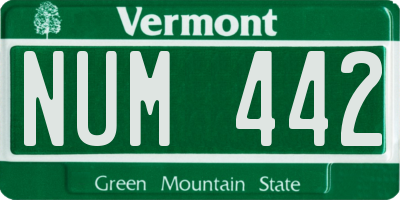 VT license plate NUM442