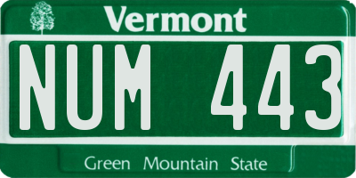 VT license plate NUM443