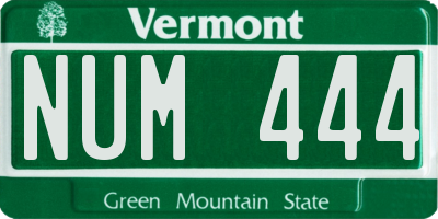 VT license plate NUM444