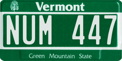 VT license plate NUM447