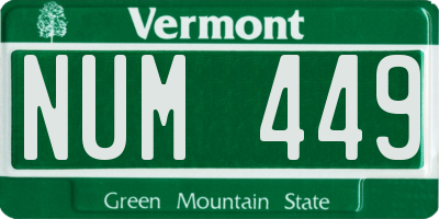 VT license plate NUM449
