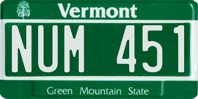 VT license plate NUM451