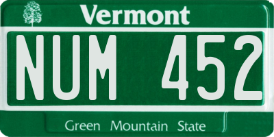 VT license plate NUM452