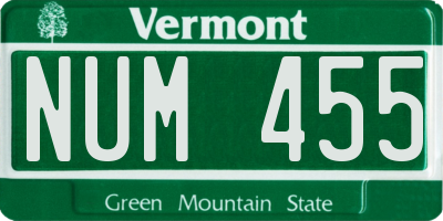 VT license plate NUM455