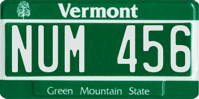 VT license plate NUM456