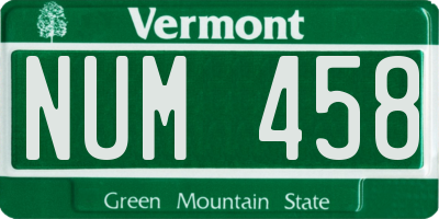 VT license plate NUM458